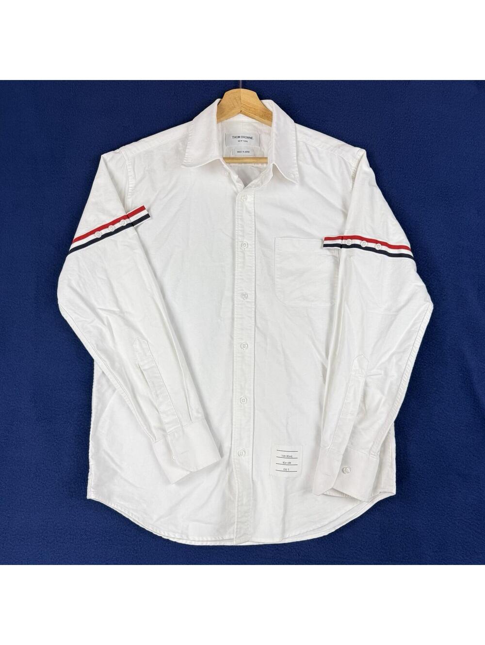 Thom Browne Button Down Shirt Men Size 0 Stripe Sleeve Made in Japan Luxury